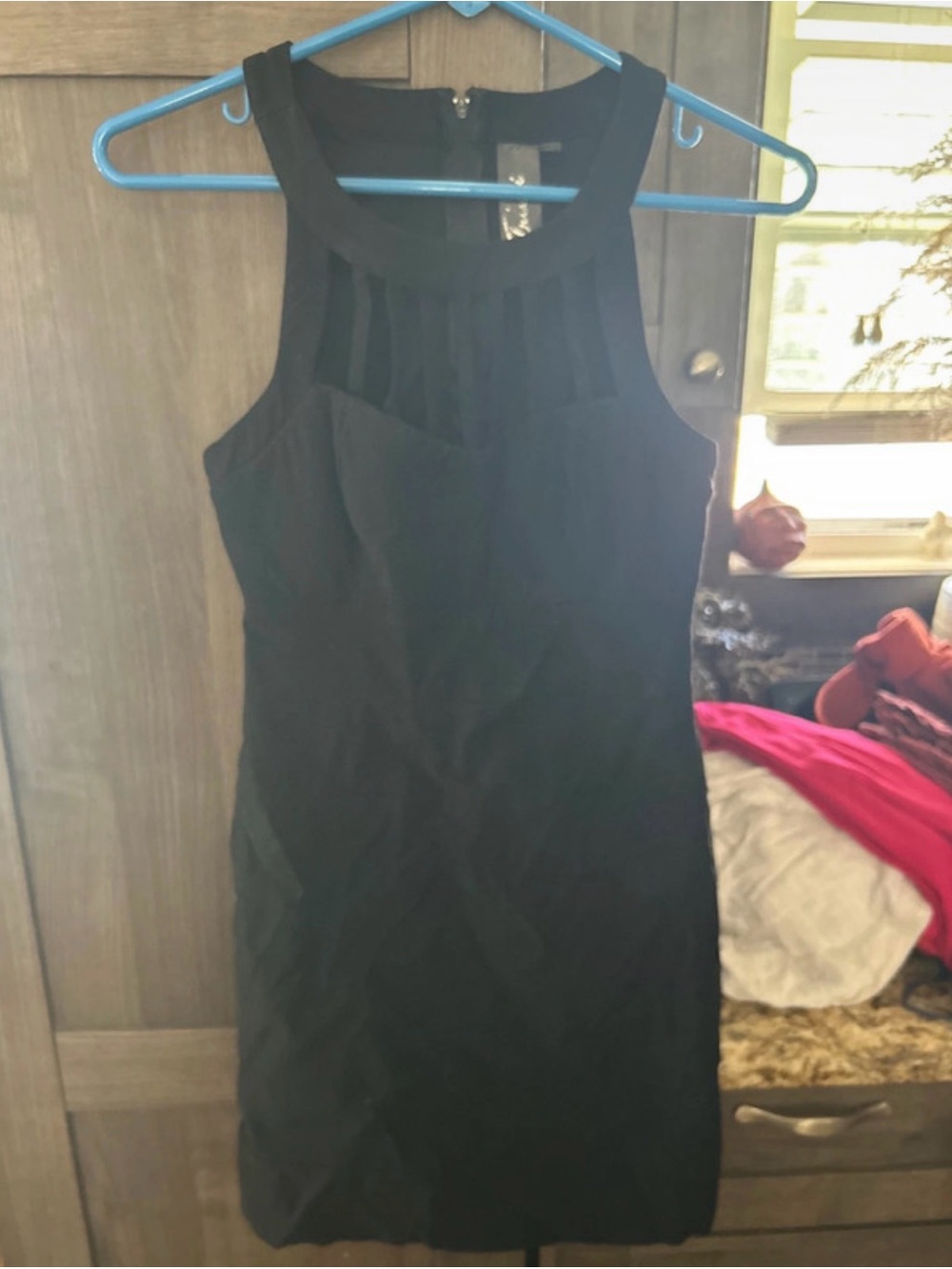 Trixxi Black Sleeveless Mini Dress with Sheer Yoke